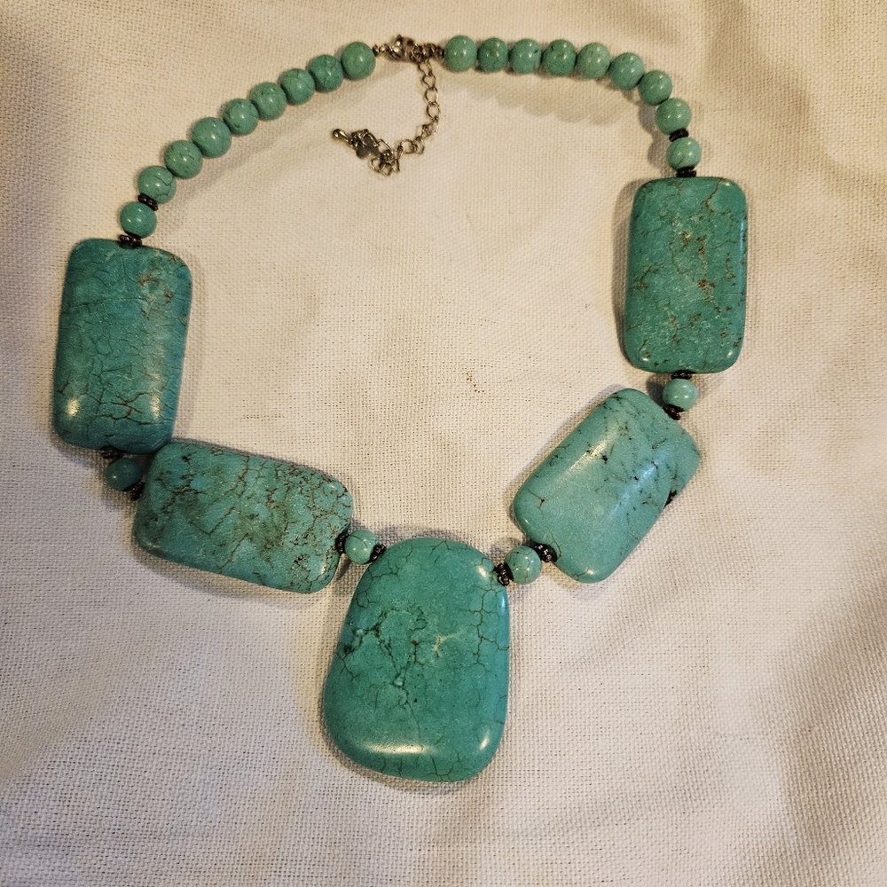 Heavy Turquoise Beaded Necklace